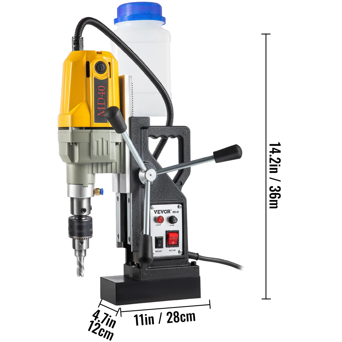 SucceBuy 1100W Magnetic Drill Press 7/12 Bits 40mm Electric Mag Bench Tapping Drilling Rig Machine Amocart