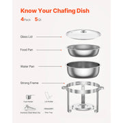 Load image into Gallery viewer, Amocart 5 Qt 2 4 Pack Round Chafing Dish Buffet Set Stainless Steel Chafer w/ 4 Full Size Pan Catering Warmer Server for Party
