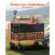 Load image into Gallery viewer, SucceBuy Double Decker Wagon Collapsible 300L &amp; 450lbs Heavy Duty Extended Long Garden Cart with All-Terrain Wheels for Camping
