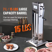 Load image into Gallery viewer, SucceBuy Manual Sausage Stuffer 7 L / 15 LBS Vertical Food-Grade 304 Stainless Steel for Home Kitchen Restaurant 23.2lbs - AMOCART

