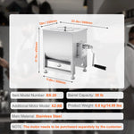 SucceBuy 10 20 30 40L Manual Meat Mixer Fixed Tank Meat Processing Equipment Sausage Mixer Machine with Lid Handle Gear Reducer