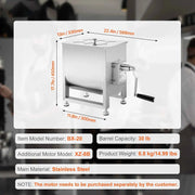 Load image into Gallery viewer, SucceBuy 10 20 30 40L Manual Meat Mixer Fixed Tank Meat Processing Equipment Sausage Mixer Machine with Lid Handle Gear Reducer - AMOCART
