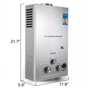Load image into Gallery viewer, Electric 6L Tankless Propane Hot Water Heater, 4.8GPM Stainless Steel Liquefied Petroleum Gas Water, wAter Heater
