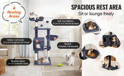 Load image into Gallery viewer, Amocart Cat Tree for Indoor Cats Cat Tower with Cat Condo Sisal Scratching Post HammockTop Perch Jumping Platforms Dark Grey
