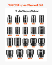 Load image into Gallery viewer, Amocart Impact Socket Set 1/2 Inches 19 Piece Impact Sockets Standard Socket Assortment 1/2 Inches Drive Socket Set
