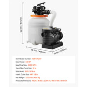 Load image into Gallery viewer, Amocart 12/14/16in FlashPure Sand Filter Pump with Timer for Above Ground Pool 0.5/0.75/1 HP 3000/3500/4400 GPH Media Installed
