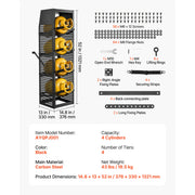 Load image into Gallery viewer, SucceBuy 14.8 x 13 x 52 inches Refrigerant Tank Rack 4 Tiers for 4 Cylinder with Top Storage Shelf for Cargo Van Storing Oxygen - AMOCART

