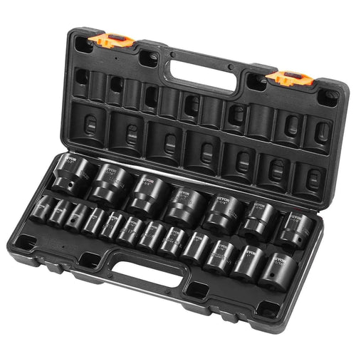 Amocart Impact Socket Set 1/2 Inches 19 Piece Impact Sockets Standard Socket Assortment 1/2 Inches Drive Socket Set