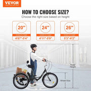 Bild in Galerie-Viewer laden, SucceBuy 20inch 7 Speed Adult Tricycles Bike Adult Trikes 3-Wheeled Bicycles Carbon Steel Cruiser Bike with Basket
