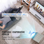 Amocart Evaporative Air Cooler Oscillating Swamp Cooler with Adjustable 3 Speeds and 12 H Timer Portable for Indoor Outdoor Use
