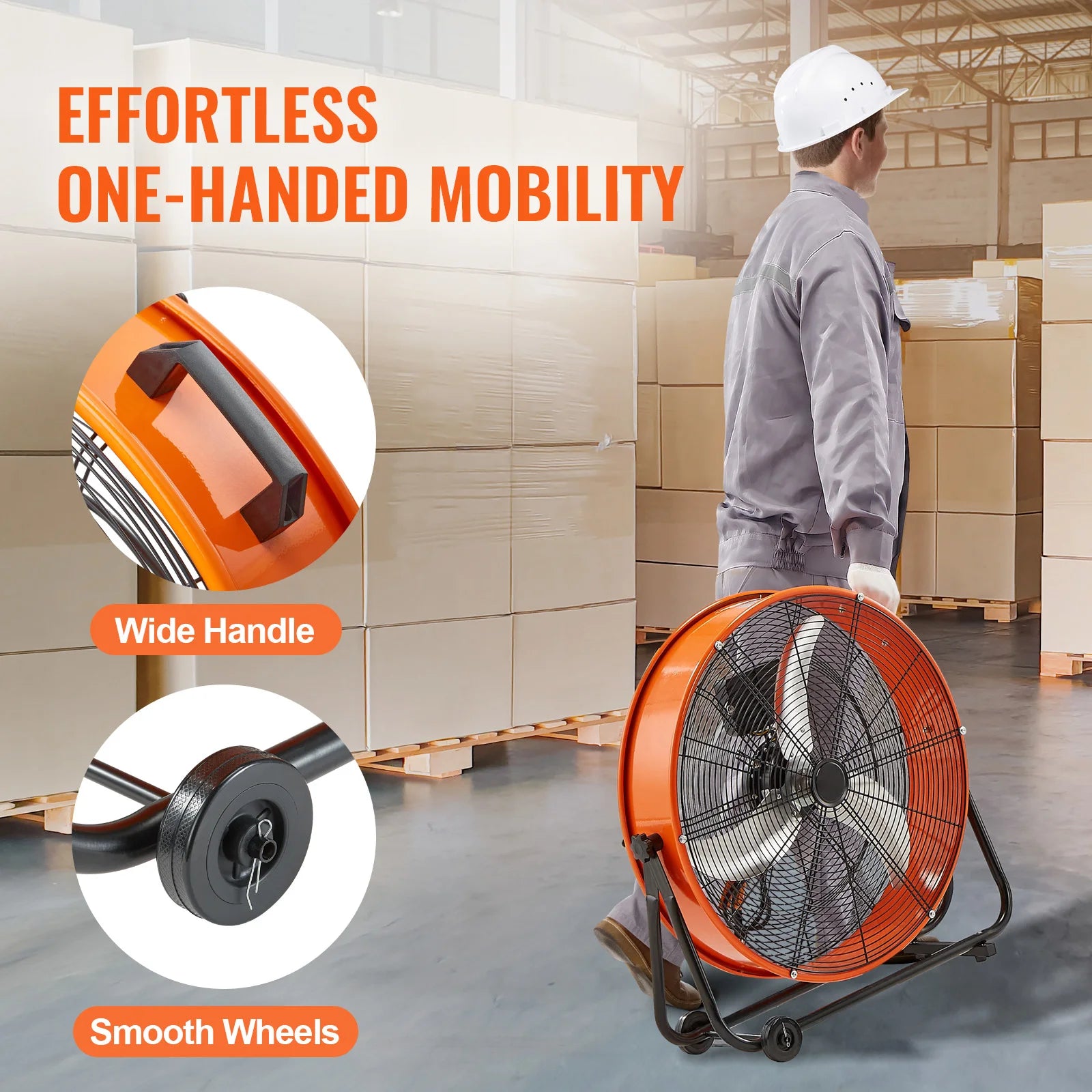 SucceBuy Drum Fan24 Inch High Velocity Shop Fan Use 3-Speed 8600CFM 360°0-2h Timer Fan to Warehouse Workshop Factory Basement