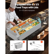 Load image into Gallery viewer, SucceBuy Commercial Food Warmer Electric Stainless Steel Steam Food Warmer Countertop Buffet Bain Marie with Soup for Catering - AMOCART
