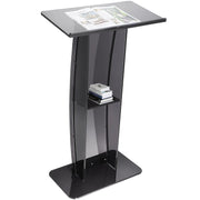 Load image into Gallery viewer, SucceBuy 47" Acrylic Podium Stand Floor-Standing Clear Pulpit Acrylic Desktop Lecterns w/ Storage Shelf for Church Office School

