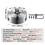 Amocart 3-Jaw Lathe Chuck 160mm / 200mm / 250mm Self-Centering Lathe Chuck Multiple Clamping Range for Lathe Printer Machining