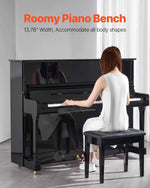 Amocart Piano Use Chair, Piano Bench with High-Density Padded Cushion & Storage Compartment Wooden Piano Bookcase Stool Seat