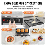 Load image into Gallery viewer, SucceBuy 9PCS Dutch Pancake Maker Dorayaki Baker Machine Commercial Electric Poffertjes Grill for Home Kitchen Snack Bar
