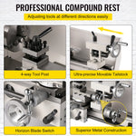 SucceBuy Mini Metal Lathe 8x14'' 2250PRM Variable Speed 600W Metal Working Lathe Milling Machine, Various Types of Metal Turning