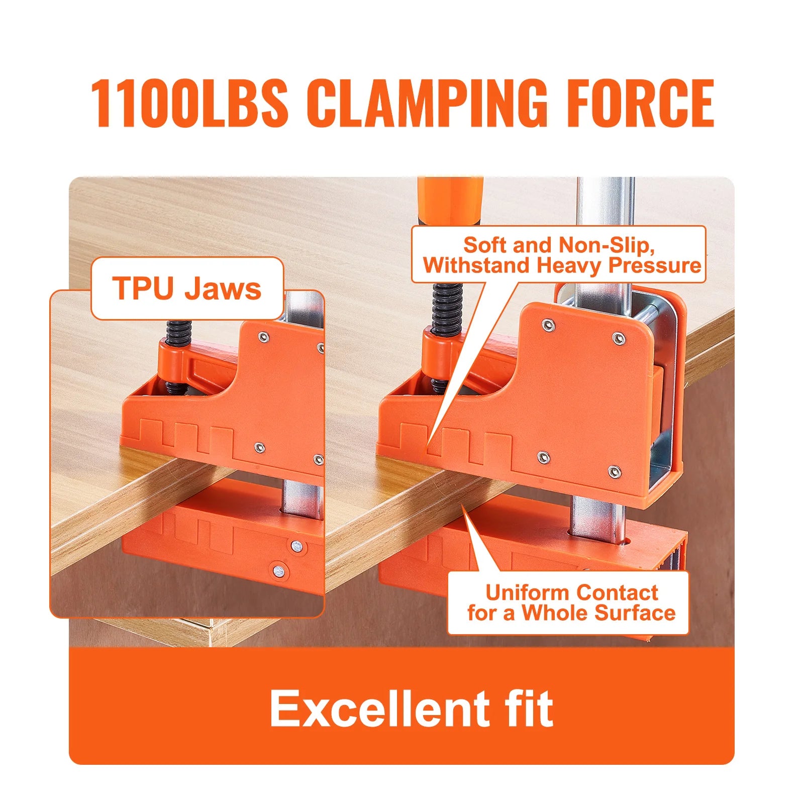 SucceBuy Bar Clamps 2Pcs 50" Parallel Clamp Set F Clamp w/ 1100lbs Load Limit  High-strength Plastic and Carbon Steel Wood clamp