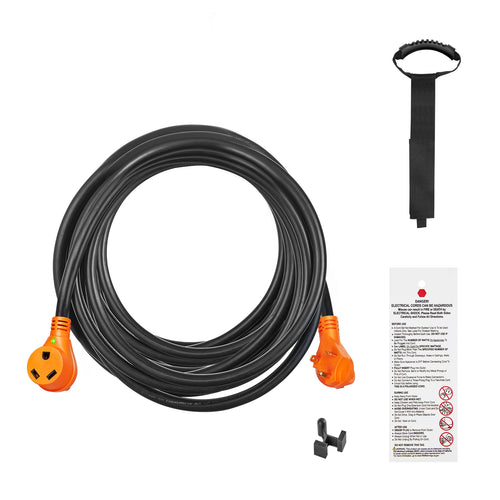 Amocart 25/50 ft RV Extension Cord 30/50 Amp STW RV Power Cord & LED Indicator Handle 15A Adapter for RV&Generators, ETL Listed