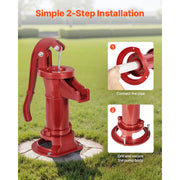 Load image into Gallery viewer, SucceBuy Well Hand Pitcher Pump 25 ft Maximum Lift Cast Iron NPT 1-1/4 in Connection for Garden Pond Farm Red/Black/Yellow/Green
