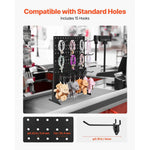 Amocart 1/2Sets Pegboard Display Stand 17x13in Tabletop Steel Peg Board Panel with 15 Hooks for Grocery Retail Jewelry Store