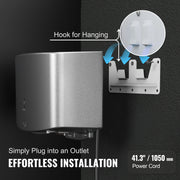 Load image into Gallery viewer, Amocart Heavy Duty Commercial Hand Dryer 1400W Automatic High Speed Warm Wind Hand Blower Built-In Filter Sponge for Home
