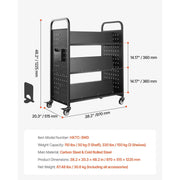 Load image into Gallery viewer, SucceBuy Rolling Library Book Cart 330lbs Capacity 30.3x15x48.0In Single Sided V-Shaped Shelves w/ 3 In Lockable Wheels for Home
