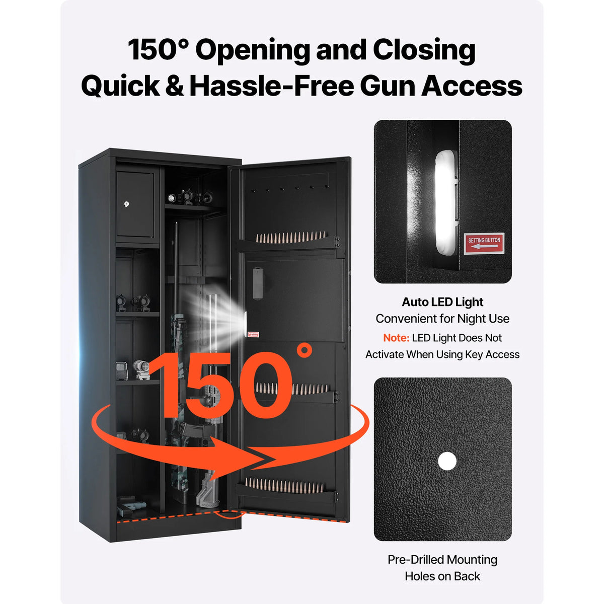 SucceBuy 4 Gun Safe Long Gun Cabinet for Rifles and Pistols Fireproof Rifle Safe Large Digital Cabinet w/ Key and Password Lock Amocart