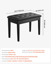 Load image into Gallery viewer, SucceBuy Piano Use Chair, Piano Bench with High-Density Padded Cushion &amp; Storage Compartment Wooden Piano Bookcase Stool Seat
