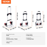 Amocart 176 lbs Folding Hand Truck Dolly Aluminum Stair Climbing Cart with Telescoping Handle Luggage Trolley for Home Shopping