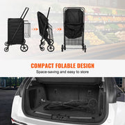 Charger l'image dans la visionneuse de galerie, Amocart Folding Shopping Cart w/ Removable Waterproof Liner 106/330LBS Large Capacity 360° Swivel Wheels Dense Metal Mesh Base
