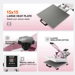 Amocart Heat Press 15 X 15 In Heat Press Machine Slide Out Heat Transfer Machine Fast Even Heating 2-Layer Insulation Cotton