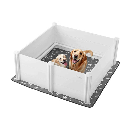 SucceBuy Dogs Whelping Box Plastic PVC Puppies Play Pen with Height Adjustable Door and Washable Pee Pad for Large Breed Dogs