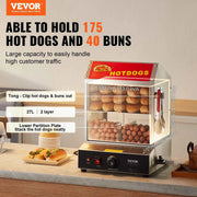 Load image into Gallery viewer, SucceBuy 27/37L 2Tiers Hot Dog Steamer with Temperature Control Stainless Steel Electric Bun Warmer for Hot Dogs&amp;Buns for Cinema - AMOCART
