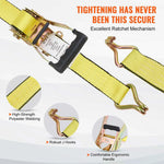 Amocart Ratchet Tie Down Straps (4PK) 10000 lb Break Strength Double J Hook for Moving Securing Cargo Appliances Lawn Equipment