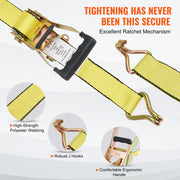 Charger l'image dans la visionneuse de galerie, Amocart Ratchet Tie Down Straps (4PK) 10000 lb Break Strength Double J Hook for Moving Securing Cargo Appliances Lawn Equipment
