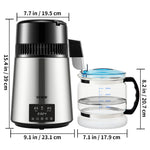 SucceBuy 4L Water Distiller Purifier Filter Dispenser Drinking Bottle Softener Dual Temp Display Overheat Protection for Home