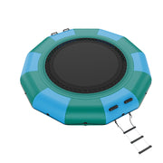 Charger l'image dans la visionneuse de galerie, Amocart 12ft Inflatable Water Bouncer Recreational Water Trampoline Portable Bounce Swim Platform with Slide 3-Step Ladder
