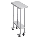 Amocart Stainless Steel Work Table 500 LBS Load Capacity w/4 Wheels 3 Adjustable Height Levels Heavy Duty Food Prep Worktable