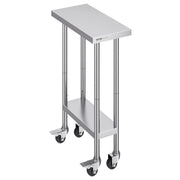 Bild in Galerie-Viewer laden, SucceBuy Stainless Steel Work Table 500 LBS Load Capacity w/4 Wheels 3 Adjustable Height Levels Heavy Duty Food Prep Worktable

