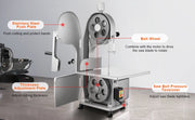 Bild in Galerie-Viewer laden, SucceBuy Commercial Electric Meat Bandsaw 650W 1800W Stainless Steel Countertop  Sawing Machine Frozen Fish Cutter for Pork
