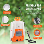 SucceBuy Battery Powered Backpack Sprayer Adjustable Pressure 4 Gallon Tank with 8/6Nozzles 2Wands for Weeding Spraying Cleaning