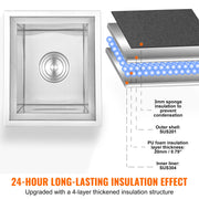 Load image into Gallery viewer, SucceBuy Ice Chest Stainless Steel Ice Cooler Commercial Ice Bin with Cover Outdoor Kitchen Ice Bar Drain-pipe and Drain Plug - AMOCART
