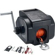 Load image into Gallery viewer, SucceBuy 2000lbs Electric Boat Winch 12V DC 300W with Wired Remote Control Hand Crank Reversible Electric Trailer Winch for Boat - AMOCART
