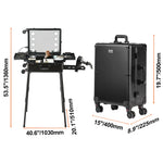 Amocart Professional Makeup Train Case Aluminum Cosmetic Case Workbench With Supporting Legs Rolling Makeup Case Extra Large
