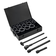 Load image into Gallery viewer, SucceBuy Drive Impact Socket Set 6 Point Shallow Impact Sockets with Extension Bars Cr-V Steel Size Marking and Carrying Case - AMOCART
