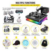 Load image into Gallery viewer, Amocart Combo Heat Press Machine 5/6/8 in 1 30*38CM 38*38CM Muntifunctional Sublimation Printer Transfer Mug Hat Plate T-Shirt
