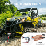 Amocart 3500lbs Electric Winch ATV/UTV Wired Car Winch with 39 ft Synthetic Rope Aluminum IP55 Waterproof for Towing Boat Truck