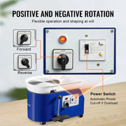 Charger l'image dans la visionneuse de galerie, Amocart 11in Pottery Wheel Ceramic Forming Machine Adjustable 60-300RPM Speed Handle Foot Pedal Control ABS Detachable Basin
