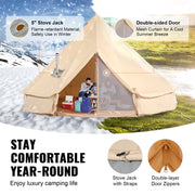 Load image into Gallery viewer, SucceBuy Canvas Bell Tent 4 Seasons 5m Yurt Tent Canvas Tent for Camping with Stove Breathable Tent Holds up to 8 People
